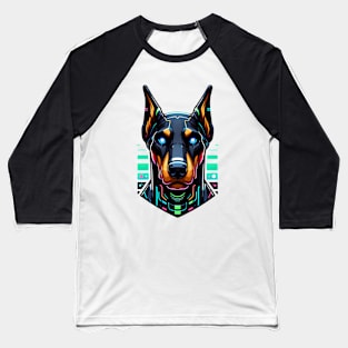 Cyberpunk Neon Furry Anthro Doberman Dog Baseball T-Shirt